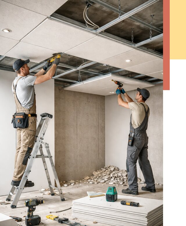 Монтаж акустического потолка в Евпатории от 6846 руб/м2 — быстро и недорого | ОТДЕЛОЧНИК-Евп