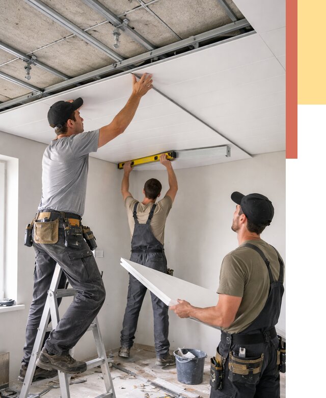 Монтаж потолка из ПВХ панелей в Евпатории от 3687 руб./м2 — быстро и недорого | ОТДЕЛОЧНИК-Евп