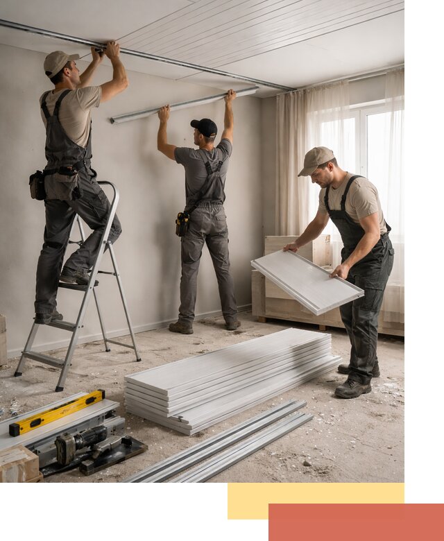 Монтаж потолка из ПВХ панелей в Евпатории оперативно и качественно