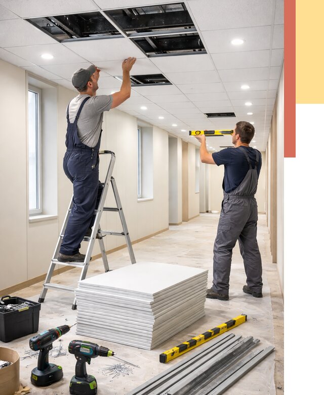 Ремонт потолка Армстронг в Евпатории от 4740 руб. — быстро и недорого | ОТДЕЛОЧНИК-Евп