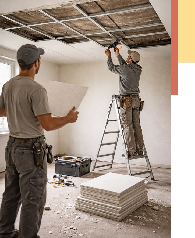 Замена плит подвесного потолка в Евпатории от 1843 руб. быстро и недорого | ОТДЕЛОЧНИК-Евп