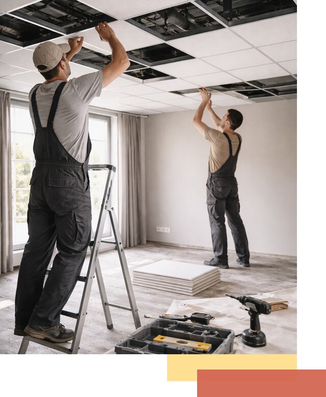 Замена плит подвесного потолка в Евпатории быстро и качественно