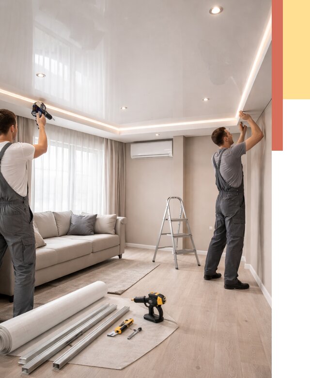 Монтаж глянцевого натяжного потолка в Евпатории от 790 руб. под ключ | ОТДЕЛОЧНИК-Евп