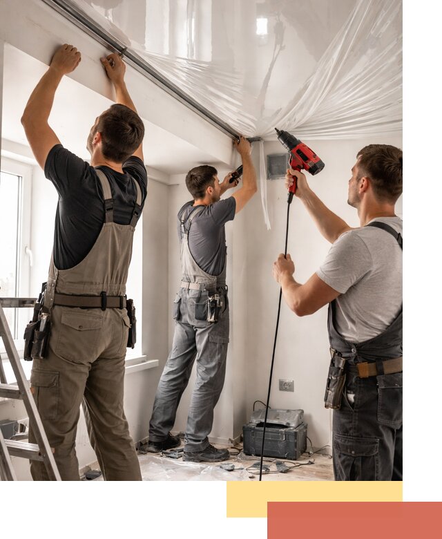 Монтаж глянцевого натяжного потолка в Евпатории быстро и качественно