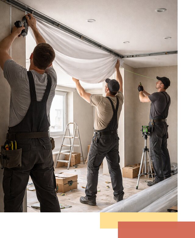 Монтаж парящего натяжного потолка под ключ в Евпатории