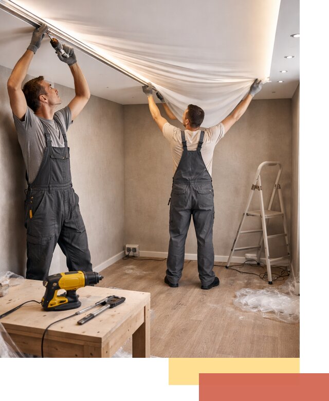 Монтаж натяжного потолка с подсветкой в Евпатории цена и сроки