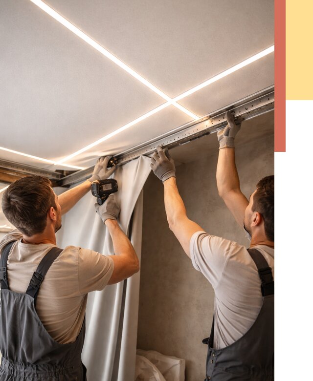 Монтаж натяжного потолка со световыми линиями в Евпатории от 1264 руб. | ОТДЕЛОЧНИК-Евп