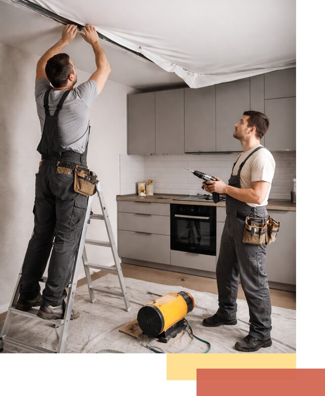 Монтаж натяжного потолка на кухне в Евпатории