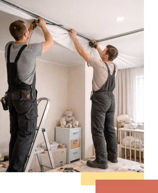 Монтаж натяжного потолка в детской комнате в Евпатории