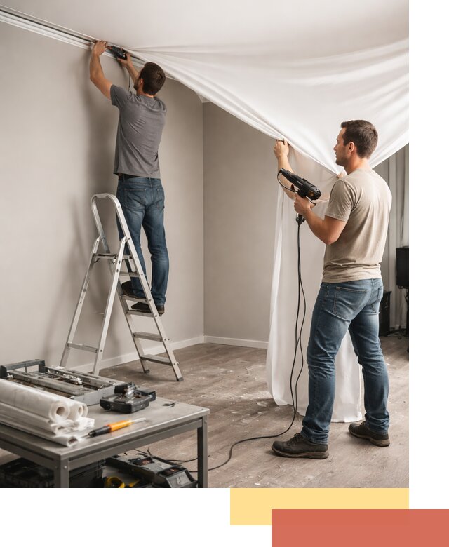 Монтаж натяжного потолка в студии в Евпатории