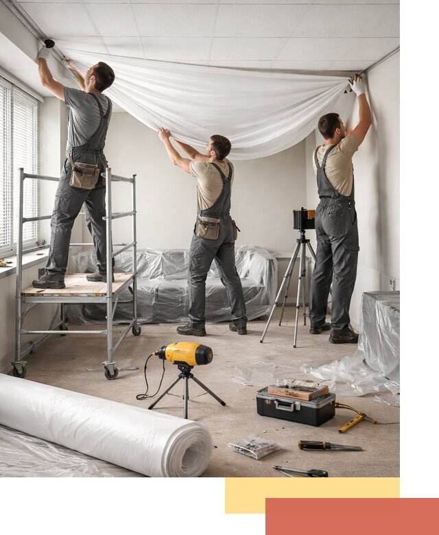 Монтаж натяжного потолка в офисе в Евпатории