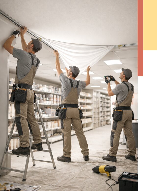 Монтаж натяжного потолка в магазине в Евпатории от 4740 руб. быстро и недорого | ОТДЕЛОЧНИК-Евп