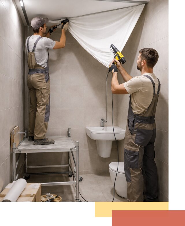 Монтаж натяжного потолка в санузле в Евпатории