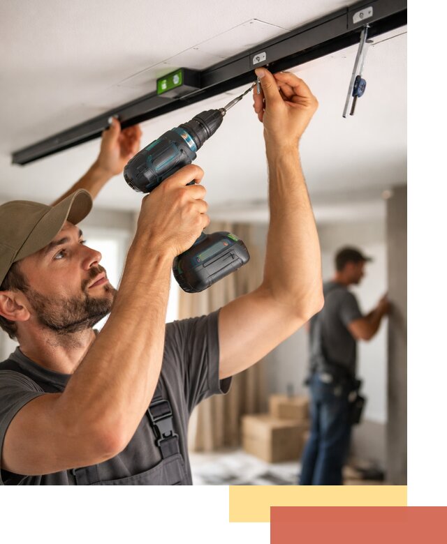 Установка трековых светильников в натяжной потолок в Евпатории