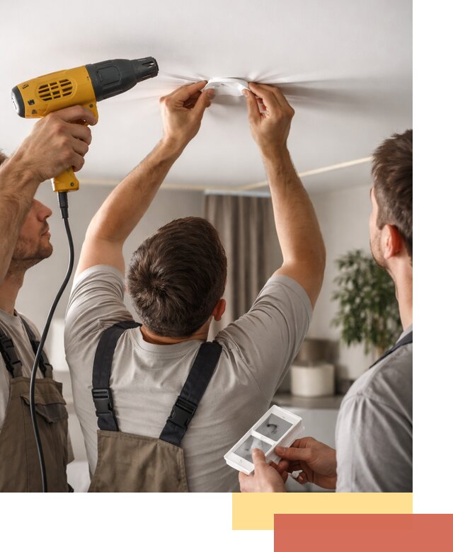 Ремонт прокола полотна натяжного потолка в Евпатории