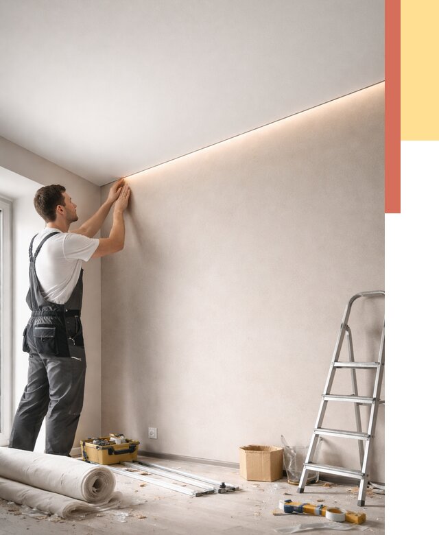 Теневые натяжные потолки в Евпатории от 8637 руб. под ключ | ОТДЕЛОЧНИК-Евп