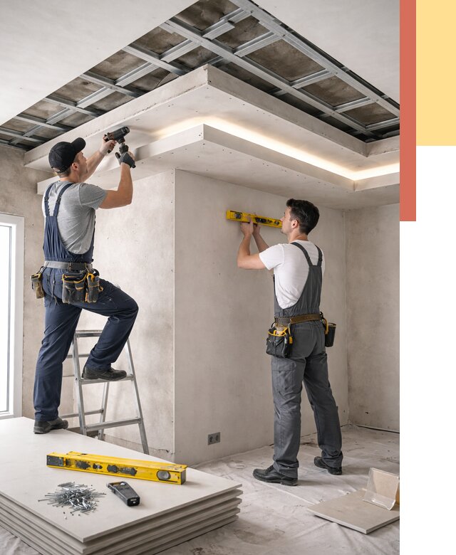 Двухуровневый потолок из гипсокартона в Евпатории от 1527 руб. под ключ | ОТДЕЛОЧНИК-Евп