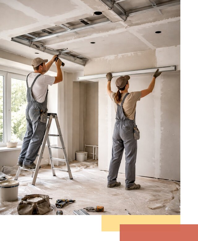 Монтаж многоуровневого потолка из гипсокартона в Евпатории