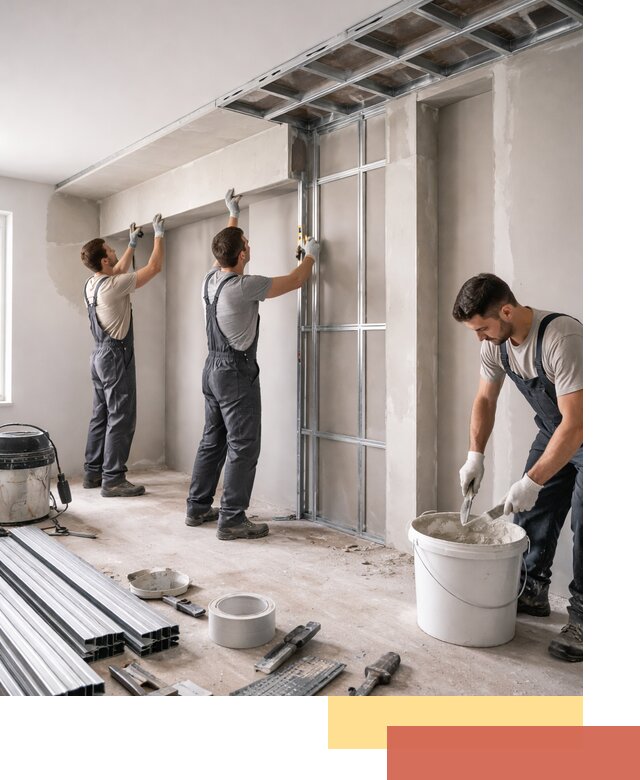 Монтаж потолка из гипсокартона с нишей в Евпатории