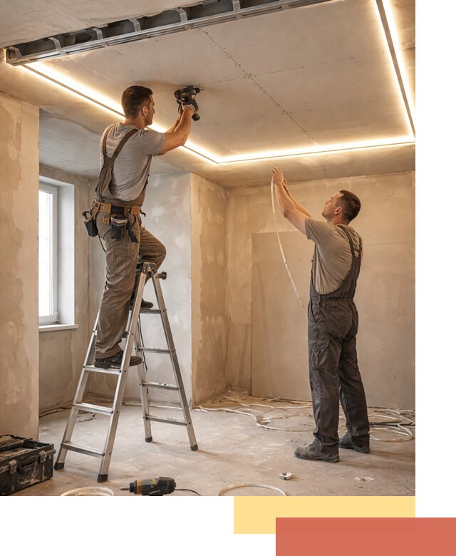 Потолок из гипсокартона с подсветкой в Евпатории