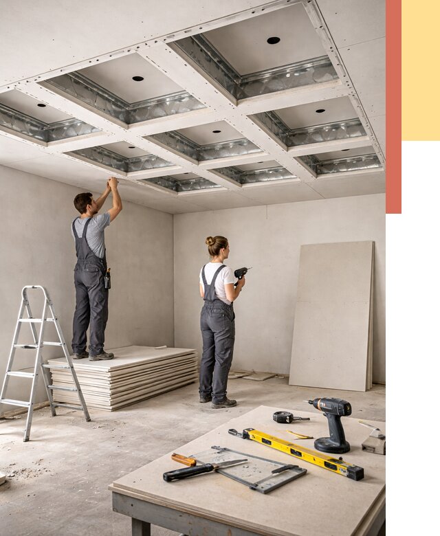 Кессонный потолок из гипсокартона в Евпатории от 1949 руб. — монтаж и под ключ | ОТДЕЛОЧНИК-Евп