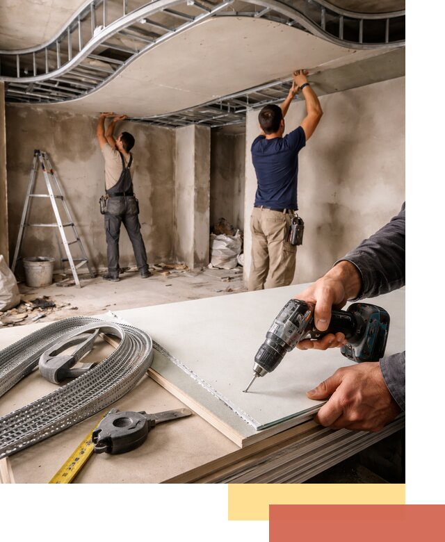 Криволинейный потолок из гипсокартона в Евпатории — монтаж и отделка