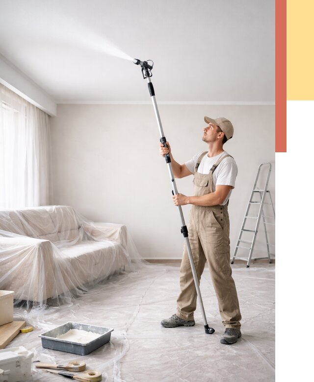 Покраска потолка краскопультом в Евпатории от 4740 руб. быстро и недорого | ОТДЕЛОЧНИК-Евп