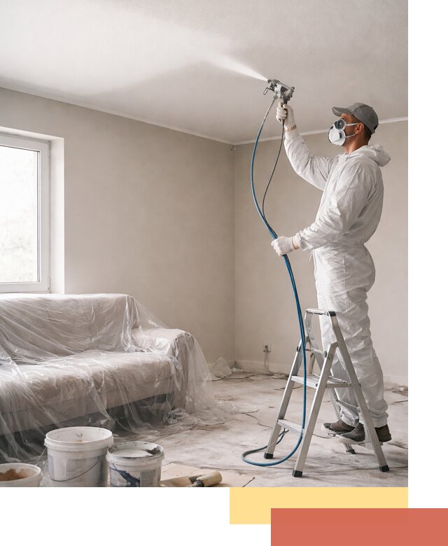 Покраска потолка краскопультом в Евпатории быстро и качественно